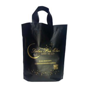 100 Sacolas Alça Fita personalizada Preto 30×45 cm