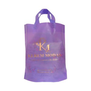 100 Sacolas Alça Fita personalizada Violeta 30×45 cm