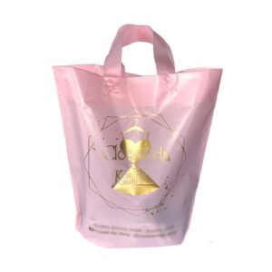 100 Sacolas Alça Fita personalizada Rosa 30x45 cm